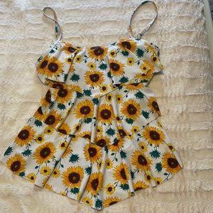 Sunflower Ruffle Tankini Bathing Suite Top